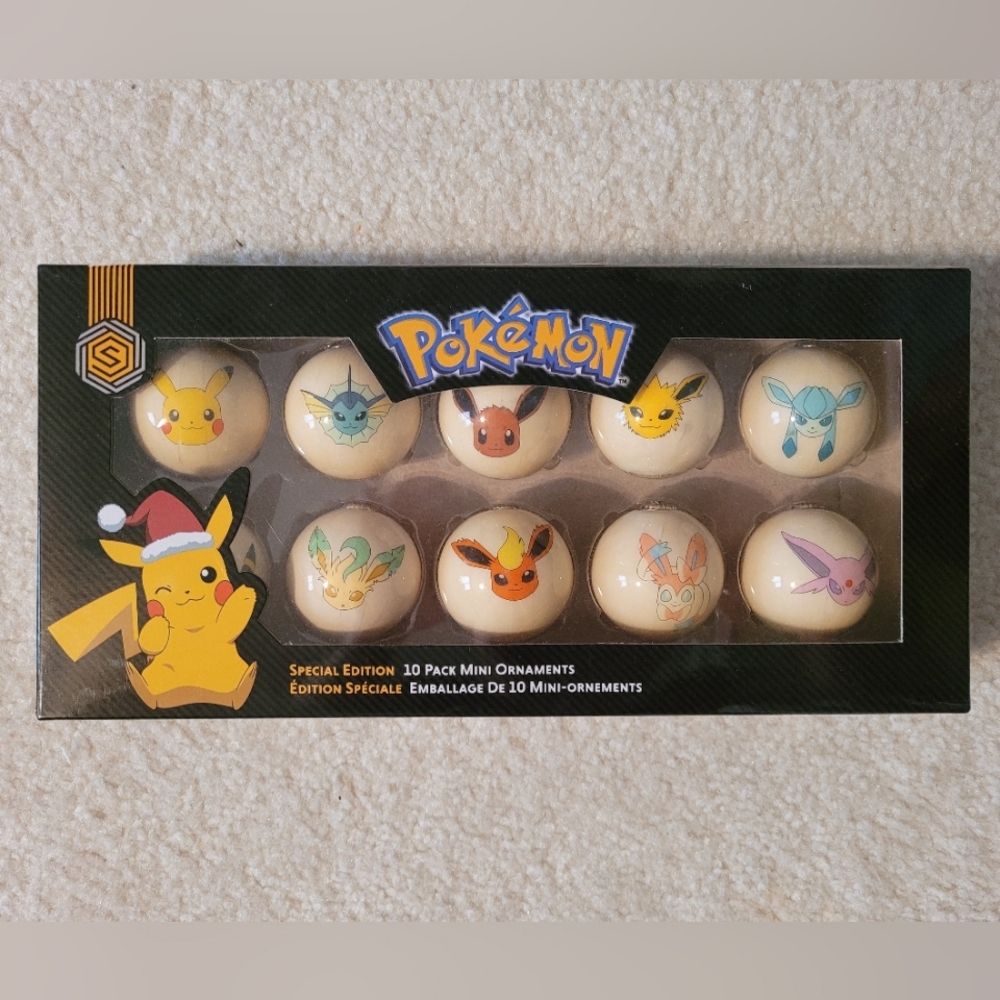 🔴 NEW Pokemon Special Edition Mini Eevee Christmas Ornament Set